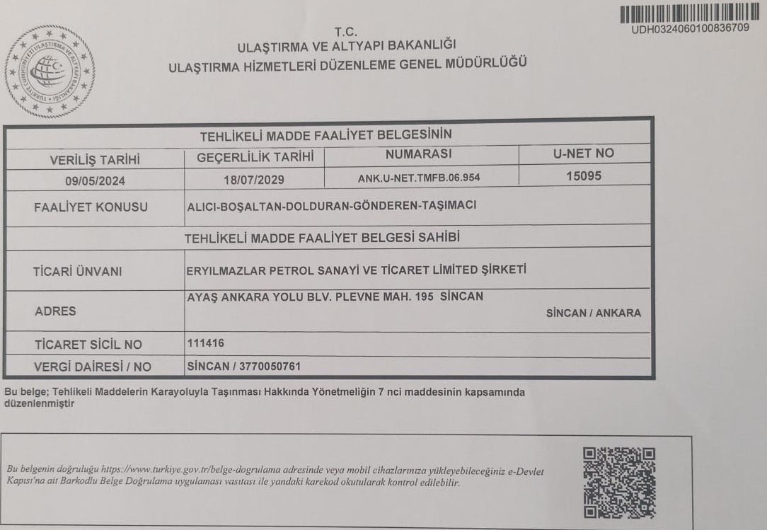 Tehlikeli madde belgesi